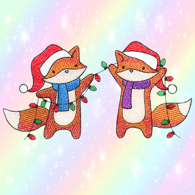 Christmas Lights Foxes
