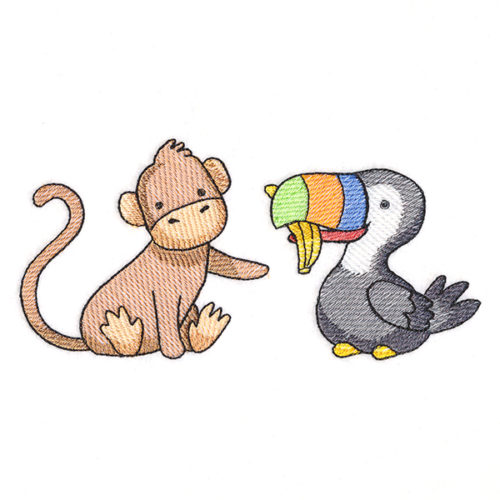 Playful Toucan & Monkey